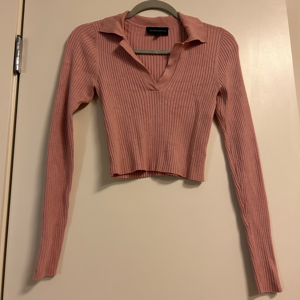 Cotton Candy LA pink collared top size small